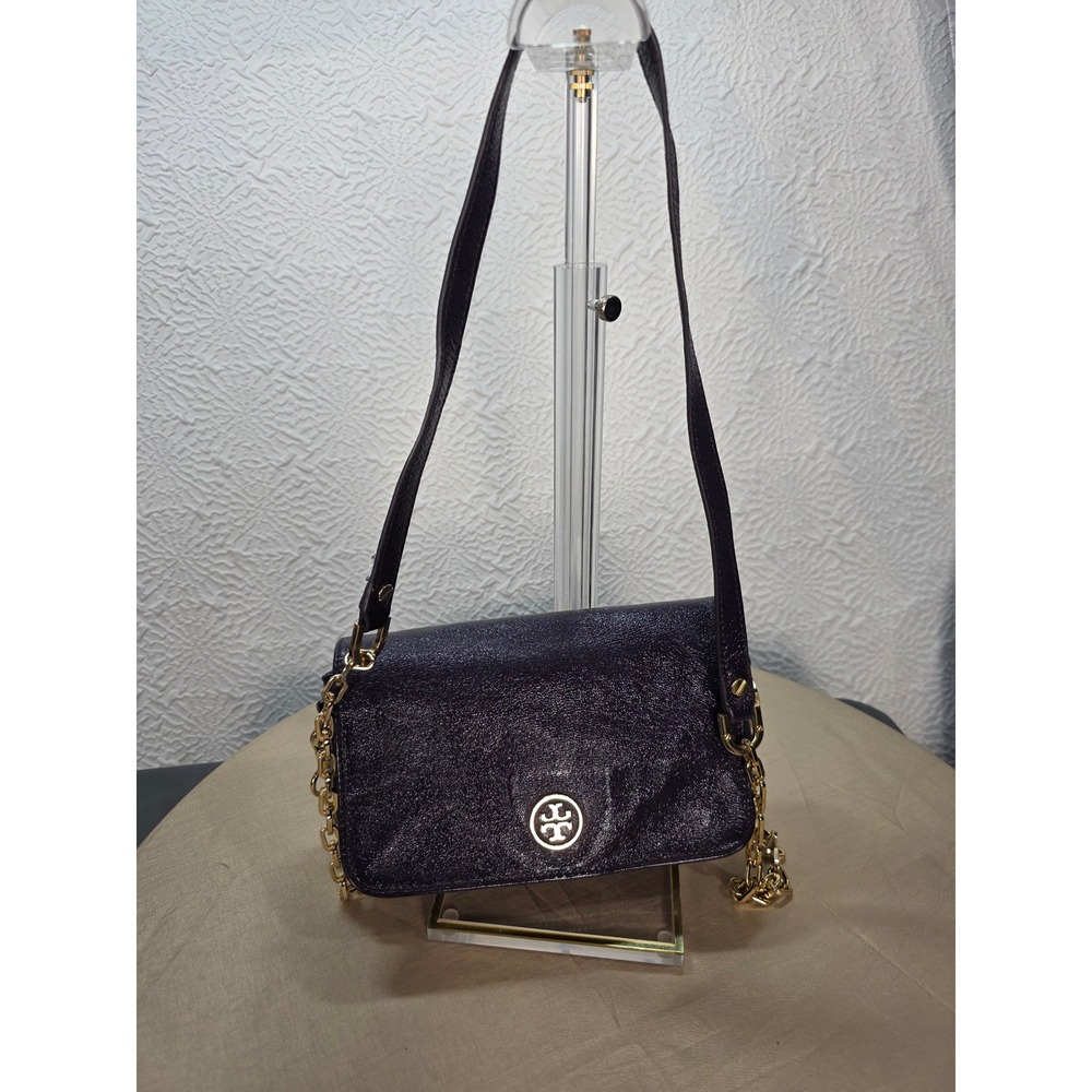 Tory Burch Amanda Crossbody Clutch Women Small Plum Eggplant Good